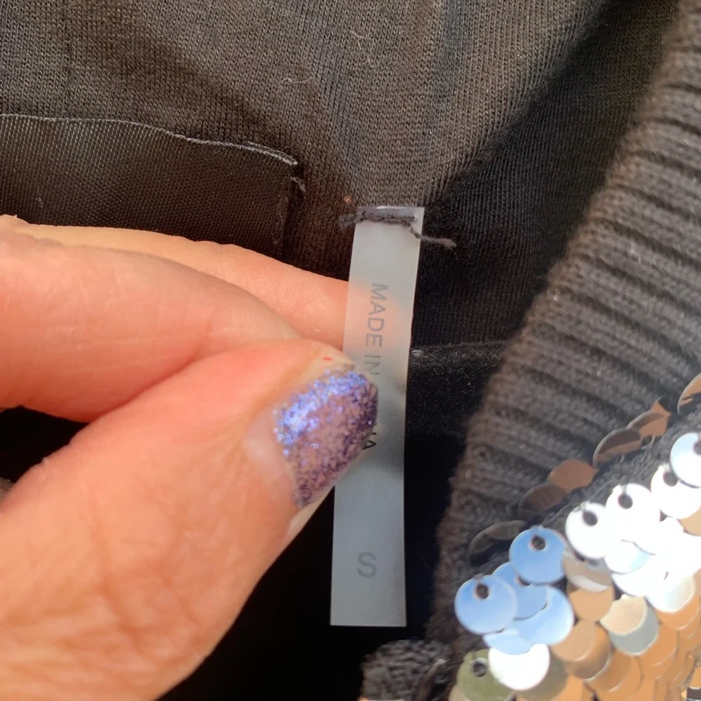 Dolce Cabo Silver & Black Sequins Bomber Jacket